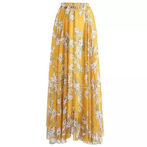 Chicwish Röcke CHICWISH Damenrock mit Blumenmuster, Aquarell, Blumenmuster, Chiffon, Slip-Rock, Leopard