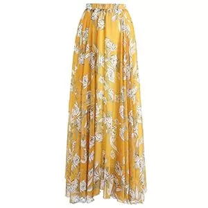 Chicwish Röcke CHICWISH Damenrock mit Blumenmuster, Aquarell, Blumenmuster, Chiffon, Slip-Rock, Leopard