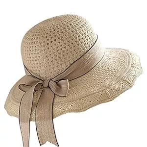JIHUOO Hüte & Mützen JIHUOO Sommer Faltbar Sonnenhüte Sommerhut Strandmütze Strandhut mit Schleife 1920er Vintage Bowler Hut für Damen