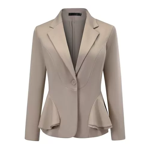 YYNUDA Blazer YYNUDA Blazer Damen mit Peplum Saum Business Casual Übergangsjacke Einfarbig Anzug für Festlich Hochzeit Büro