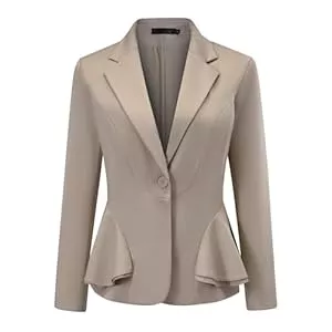 YYNUDA Blazer YYNUDA Blazer Damen mit Peplum Saum Business Casual Übergangsjacke Einfarbig Anzug für Festlich Hochzeit Büro