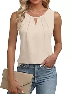 Cuptacc Ärmellose Blusen Cuptacc Top Damen Ärmellose Oberteile Damen Sommer Schlüsselloch V-Ausschnitt Einfarbig Elegant Bluse Tank Top