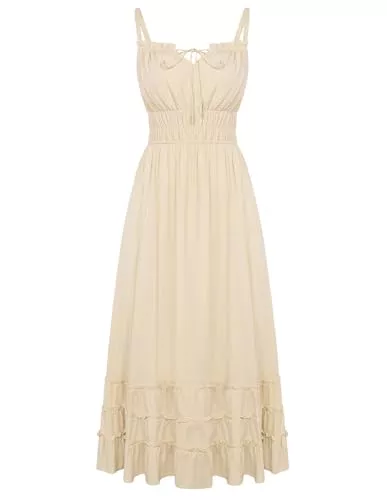 SCARLET DARKNESS Freizeit SCARLET DARKNESS Sommerkleid Damen Lang Boho Kleid Ärmellos Spaghettiträger Strandkleid Maxikleid mit Taschen