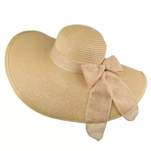 DRESHOW Hüte & Mützen DRESHOW Damen Breit Krempe Strohhut Faltbar Schutz Strandhut Elegant Sommer Hut Sonnenhüte UPF 50+