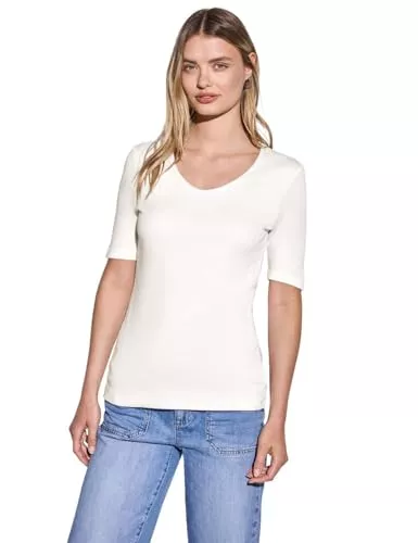 Street One T-Shirts Damen Basic T-Shirt mit blickdichter Front