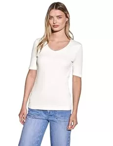 Street One T-Shirts Damen Basic T-Shirt mit blickdichter Front