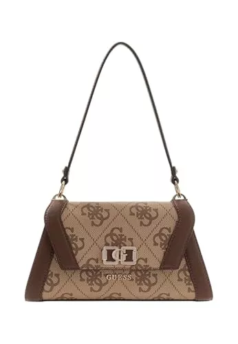 GUESS Taschen & Rucksäcke GUESS Schultertasche Umhängetasche Karnilla Flap Shoulder Bag Latte Logo/Brown hellbraun