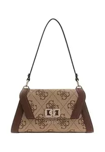 GUESS Taschen & Rucksäcke GUESS Schultertasche Umhängetasche Karnilla Flap Shoulder Bag Latte Logo/Brown hellbraun