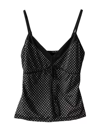 GORGLITTER Tops GORGLITTER Damen Y2k Tops Camisole Trägertop Polka Dot Tops V Auschnitt Sommertop mit Schleife Vorne Figurbetont Oberteile Streetwear