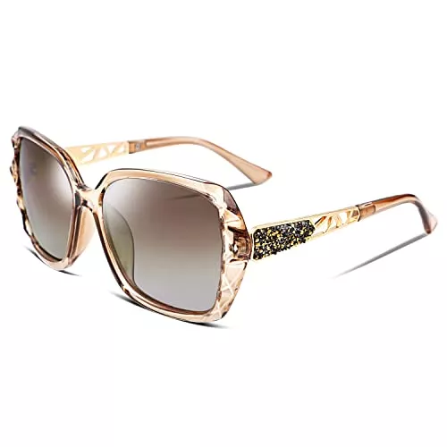 FEISEDY Sonnenbrillen & Zubehör FEISEDY Sonnenbrille Damen Polarisiert Klassisch Groß Frauen Sonnenbrillen mit Strass Rahmen und UV400 Schutz B2289
