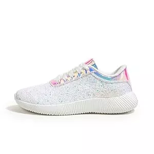 LUCKY STEP  LUCKY STEP Damen Glitzer Turnschuhe Strass Sneaker Leichte Metallische Pailletten-Tennisschuhe