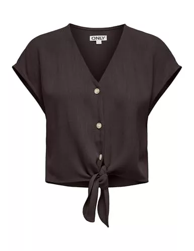 ONLY Kurzarmblusen ONLY Damen Kurzarm Bluse mit Knopfleiste und Bindeschleife Cropped Shirt