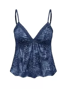 GORGLITTER  GORGLITTER Damen Y2k Camisole Spaghettiträger Tops Sommer Crop Top Ärmellos Oberteil Casualtop mit Kontrast Spitze