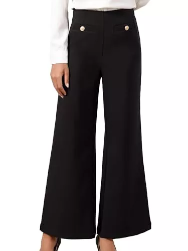 Allegra K Hosen Allegra K Hose mit weitem Bein für Damen, hohe Taille, Arbeit, Business, Freizeithose