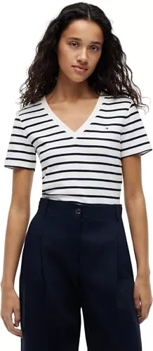 Tommy Hilfiger T-Shirts Tommy Hilfiger Damen T-Shirt Kurzarm New Slim Cody V-Ausschnitt