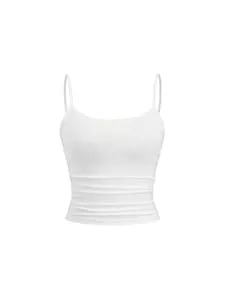 GORGLITTER  GORGLITTER Damen Crop Tank Top Casual Trägershirt Sommer Bauchfreies Tops Bauchfrei Oberteile Y2K Tops Basic Camisole