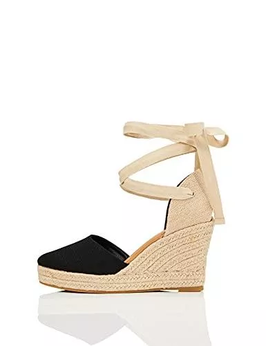 find Sandalen & Slides Amazon-Marke: find. Wedge Close Toe Canvas Espadrille Damen Geschlossene Sandalen