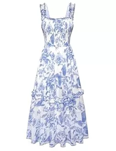 SCARLET DARKNESS  SCARLET DARKNESS Damen Viktorianisches Kleid Spaghetti Träger Blumenkleid Gesmokt Taille Corsagenkleid