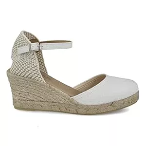 PAYMA Sandalen & Slides PAYMA - Jute Keilsandalen für Damen. Schuhe Sandalen aus Spanien aus Canvas Leinwand. Knöchelschnallenverschluss. Innenpflanze mit Stoff Gepolstert