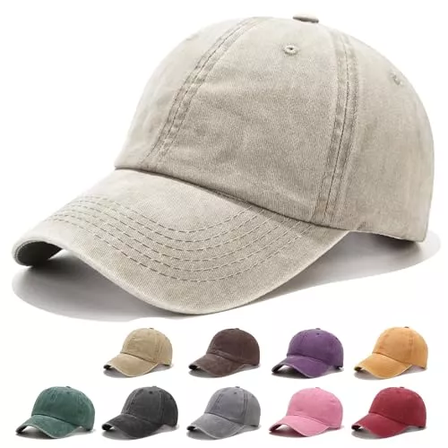 Fuantuda Hüte & Mützen Fuantuda Unisex Baseballkappe, Retro Basecap Damen Herren, 100% Baumwolle, Verstellbar Schildmütze Vintage Basecap, Einfarbig, Geeignet für Outdoor, Sport, Reisen