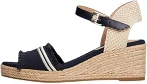 Tommy Hilfiger Sandalen & Slides Tommy Hilfiger Damen Wedge Espadrilles Fringe Canvas mit Keilabsatz