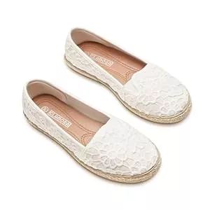 GLAMORA Flache Schuhe GLAMORA LAMORA Espadrilles aus Spitze für Damen, Sparta-Sohle, moderner und tragbarer Stil, Weiß, Schwarz und Beige, Schwarz