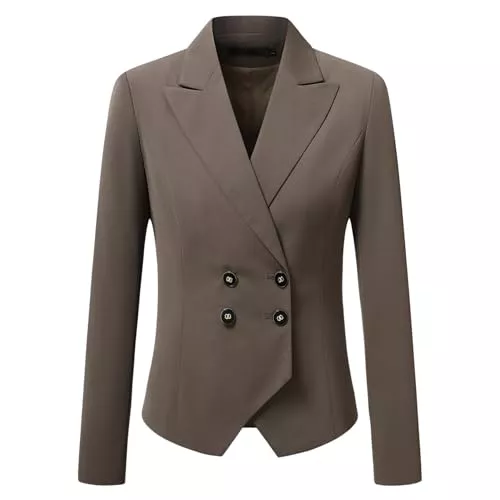 YYNUDA Blazer YYNUDA Blazer Damen Business Blazerjacke Elegant einfarbig schmale Passform Business Casual Outfits zweireihig für das Büro Hochzeitsurlaub