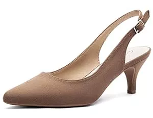 Greatonu High Heels Greatonu Damen Slingback Kitten Heel Spitz Zehen Kleid Pumps Schuhe