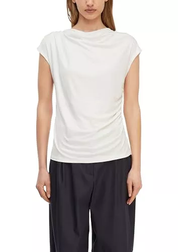 Comma Kurzarmblusen Comma Damen Fließendes Viskose-top mit Femininen Raffdetails T-Shirt