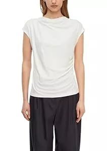 Comma Kurzarmblusen Comma Damen Fließendes Viskose-top mit Femininen Raffdetails T-Shirt