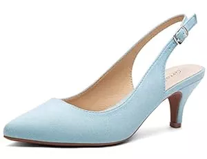 Greatonu Sandalen & Slides Greatonu Damen Slingback Kitten Heel Spitz Zehen Kleid Pumps Schuhe