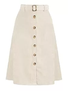 Allegra K Röcke Allegra K Damen Corduroy Midi Skirt Rock mit Knopfleiste vorne (1er Pack)