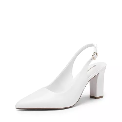 DREAM PAIRS High Heels DREAM PAIRS Damen Slingback-Absätze Chunky Blockabsätze Spitz zulaufende geschlossene Pumps Bequeme Arbeits- und Büroschuhe Party Brautschuhe