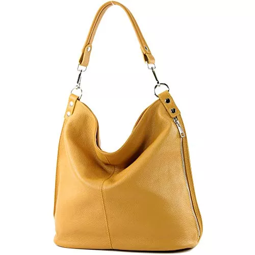 modamoda de Taschen & Rucksäcke modamoda de T177 Damen Leder Schultertasche, handmade in Italy