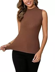Dosieyeo Tops Dosieyeo Damen Rollkragen Top Ärmellos Elegant Rippen Rolli mit Stehkragen Weich Stretch Unterziehrolli Rollishirt