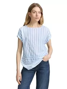 TOM TAILOR Kurzarmblusen TOM TAILOR Damen Loose Fit Bluse mit Streifenmuster