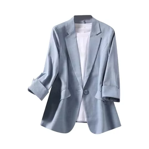 Generic Blazer Blazer Damen Sportlich, Jackett Frühling Casual Sweatblazer Damen, Einfarbig Tailliert Open Front Blaser Jacke Oversize Blazer Damen Kurz Bequem Ausgefallene Anzüge Für Damen Blazer Sportlich Elegant