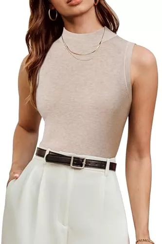 Arach&amp;Cloz Ärmellose Blusen Arach&amp;Cloz Tops Damen Wolle Blend Ärmellos Tank Top Frühling Sommer Pullover Freizeit Business Oberteile