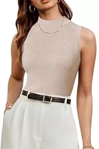 Arach&amp;Cloz Ärmellose Blusen Arach&amp;Cloz Tops Damen Wolle Blend Ärmellos Tank Top Frühling Sommer Pullover Freizeit Business Oberteile
