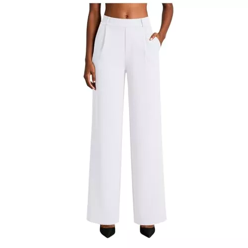 Generisch Hosen Anzughose Damen High Waist Hosen Weites Bein Stoffhose Straight Leg Damenhosen Business Outfit Schickes Bundfaltenhose Bootcut Damenhose Schwarze Stoffhosen Kleidung Hosen Damen Elegant Anzughose