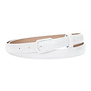 XZQTIVE  XZQTIVE Schwarzer Skinny Gürtel für Frauen Jeans dünne Leder Taille Gürtel mit schwarzem Metall Prong Schnalle