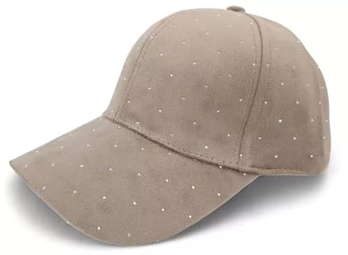 styleBREAKER Hüte & Mützen styleBREAKER Damen Baseball Cap mit Strass Nieten | 6-Panel Samt Basecap mit gebogenem Schirm | Verstellbare Einfarbige Kappe mit Klettverschluss 56-59 cm