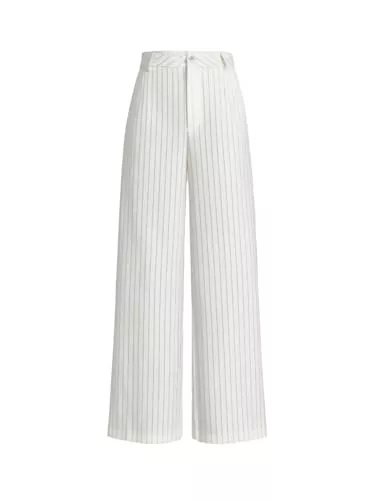 SOLY HUX Hosen SOLY HUX Damen Hose Elegant Anzughose Office Casualshose Gestreift Geradehose mit Taschen Stoffhose Weite Palazzon Hosen Business Outfits
