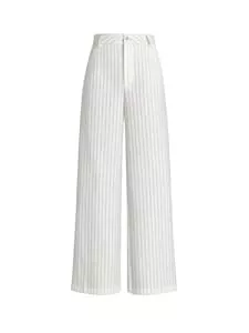 SOLY HUX Hosen SOLY HUX Damen Hose Elegant Anzughose Office Casualshose Gestreift Geradehose mit Taschen Stoffhose Weite Palazzon Hosen Business Outfits