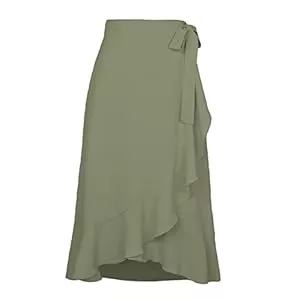 Kuukaas  Kuukaas Wickelrock Damen Lang Asymmetrische Rock Hohe Taille Midirock Damen Sommer