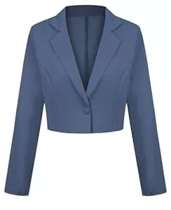 LADI TREND  LADI TREND Cropped-Blazer für Damen, Ein-Knopf-Jacke, Blazer, gekerbtes Revers, lässig, elegant, klassisch, langärmelig, Arbeitskleidung, Revers