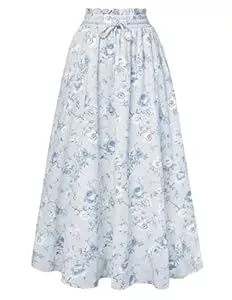 SCARLET DARKNESS  Scarlet Darkness Viktorianischer Maxirock für Damen, Sommer, Blumenmuster, langer Rock mit Taschen