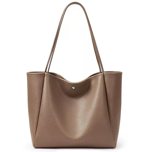 KALIDI Taschen & Rucksäcke KALIDI Handtasche Damen Shopper Tasche Tote Bag PU Leder Große Schultertasche mit Knopfverschluss für Arbeit, Einkauf, Schule