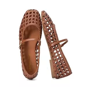 DREAM PAIRS  DREAM PAIRS Ballerinas Damen Woven Ballerinas Mary Jane Flats Elegante Bequeme mit quadratischer Zehenpartie für Arbeit Freizeit Reisen Alltag