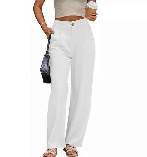 Fakanhui Hosen Fakanhui Damenhose aus Leinen, elegante Arbeitshose, Freizeit, Sommer, Business, gerades Bein, Baumwoll-Leinen-Hose.